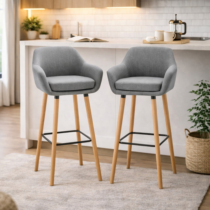 Lot de 2 tabourets de bar – Confortables et élégants – Design scandinave