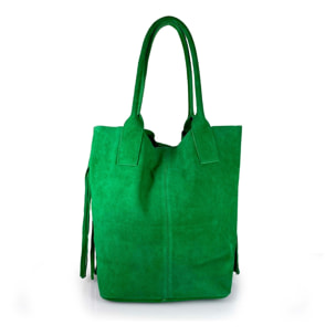 Borse Donna colore Verde-in pelle Made in Italy 36x45x19cm