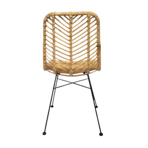 Chaise en rotin naturel tressé avec coussin blanc – RATTAN 2