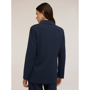 Motivi - Chaqueta de un solo botón con costuras en contraste - Azul