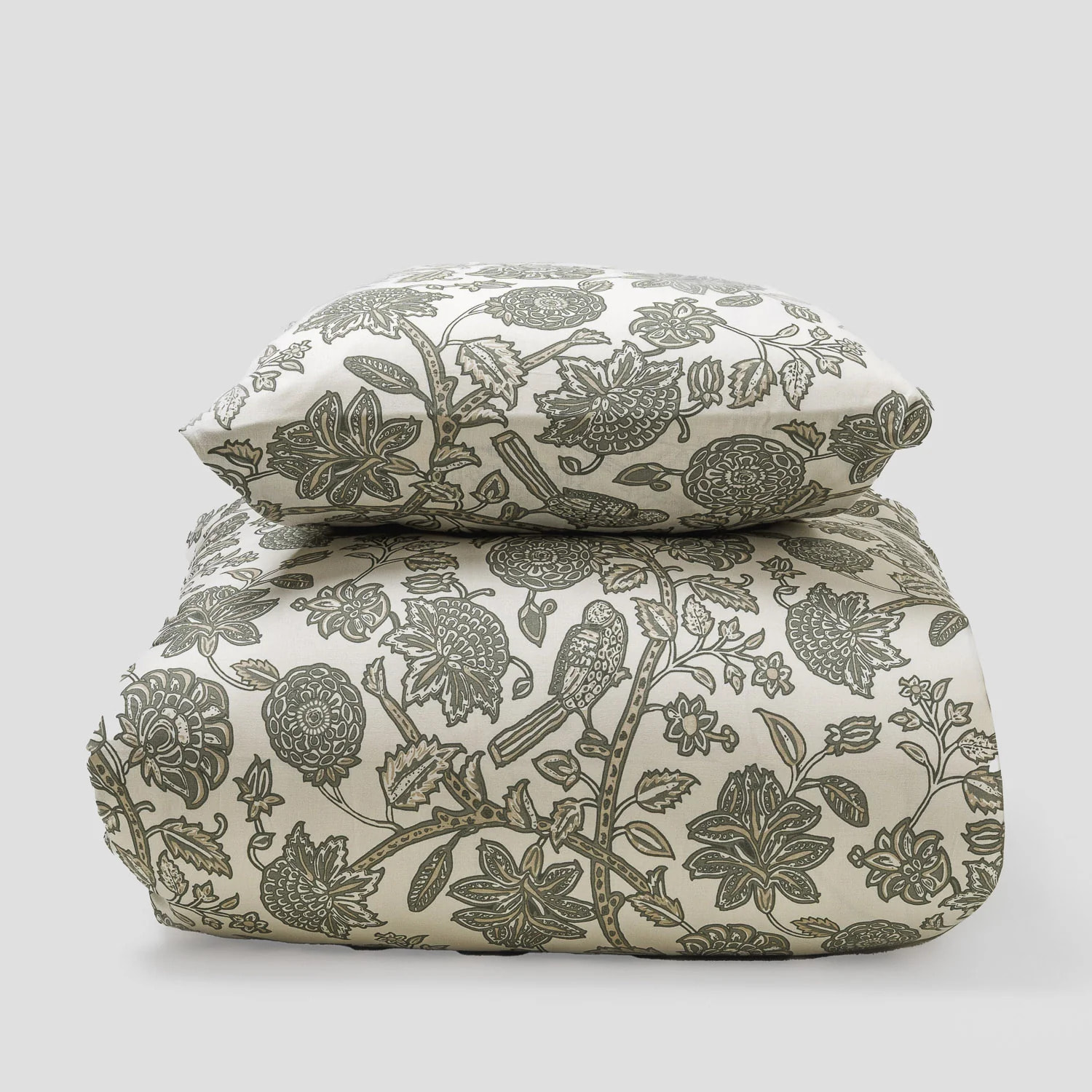 Copripiumino in cotone enelia verde secco – taupe