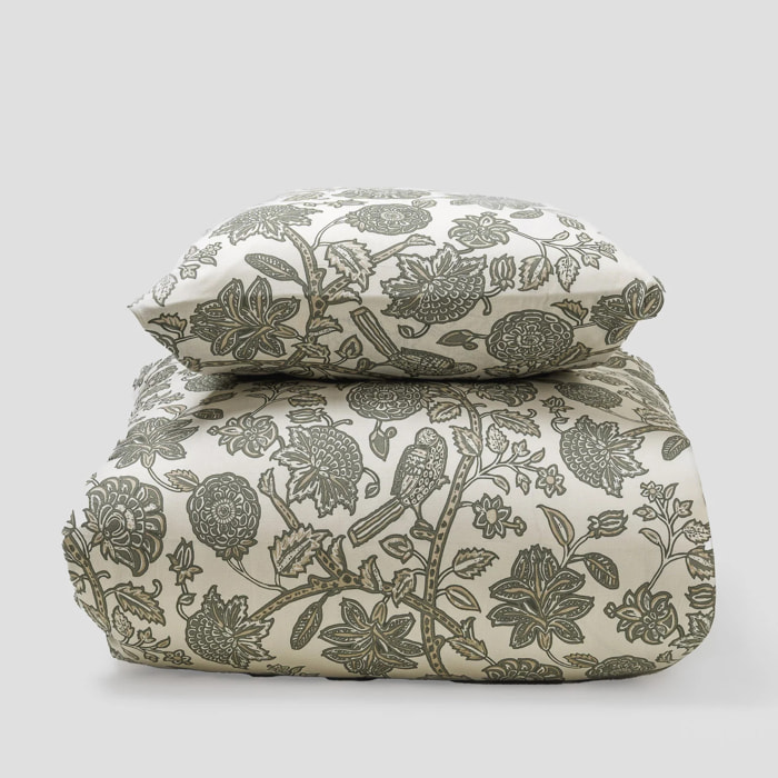 Copripiumino in cotone enelia verde secco – taupe