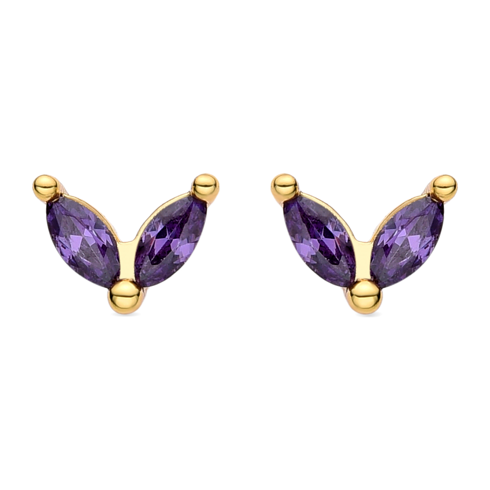 Pendientes de Circonita Amatista acabados en oro amarillo de 18K