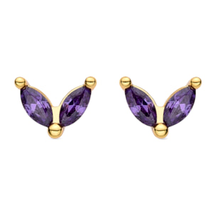 Pendientes de Circonita Amatista acabados en oro amarillo de 18K
