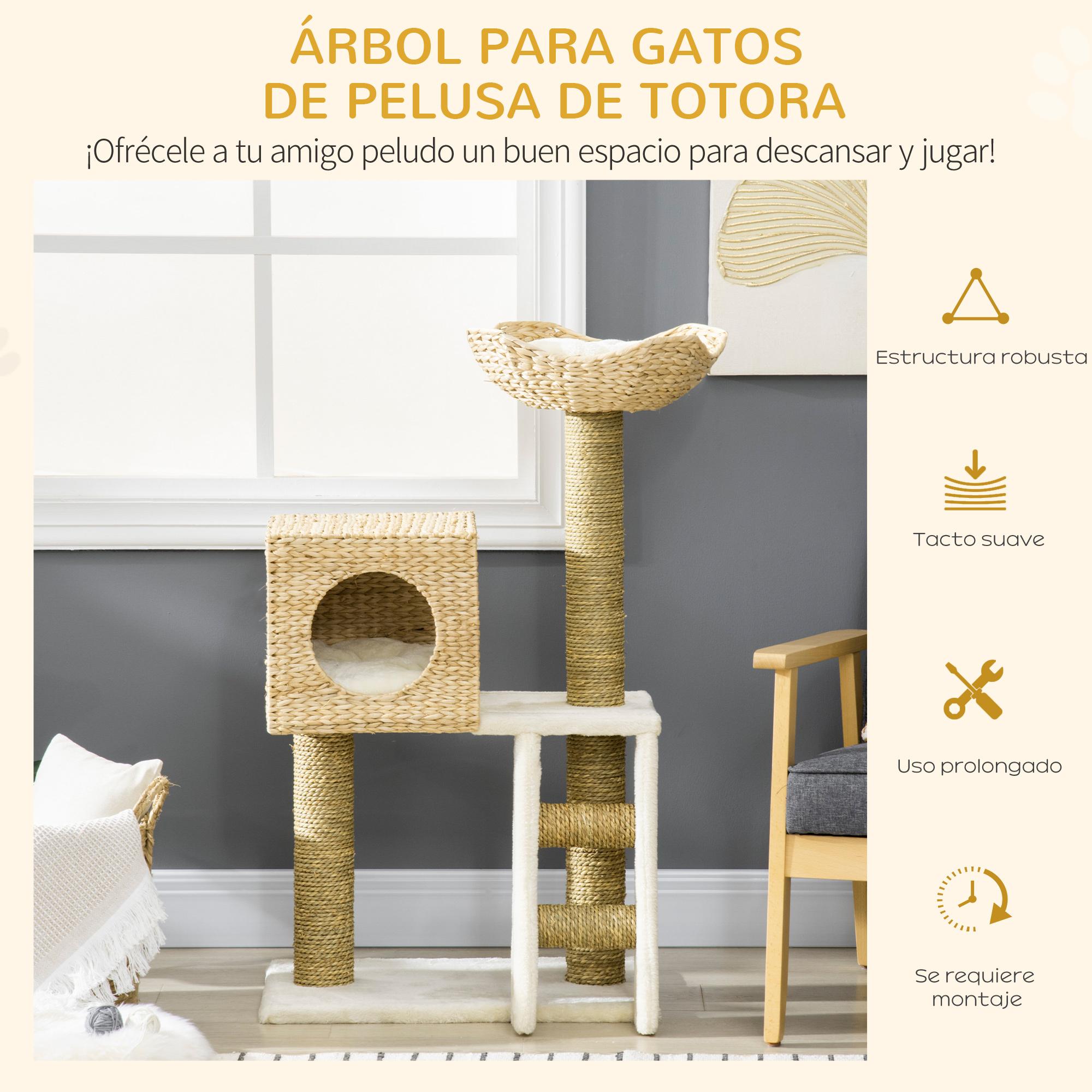 Árbol Rascador para Gatos Medianos Altura 100,5 cm con Cama Superior Cueva