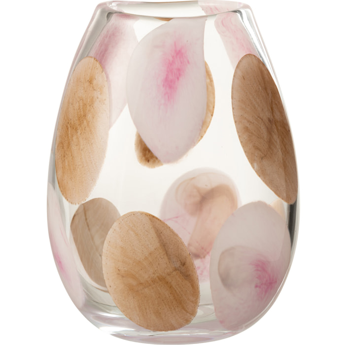 J-Line Vase Momo Verre Rose/Marron Small