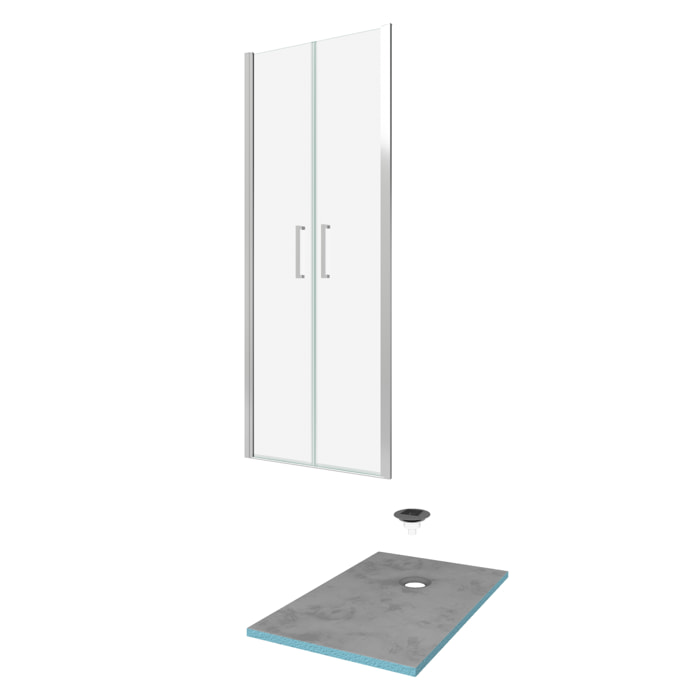 Pack Paroi de douche 90x200 cm + RECEVEUR DE DOUCHE A CARRELER 90x160 RECOUPABLE
