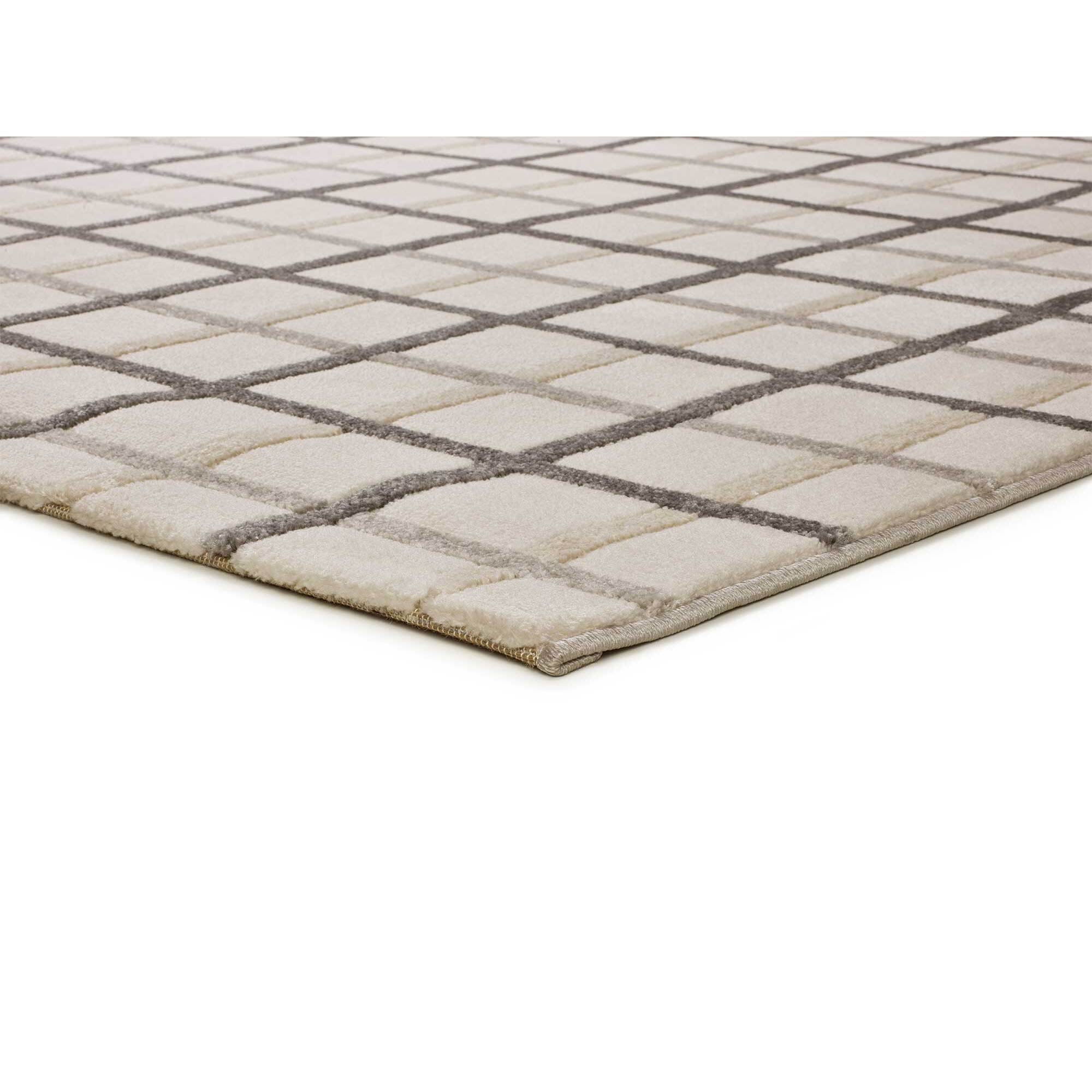 KARISMA Alfombra de cuadros con relieve gris, varias medidas disponibles.