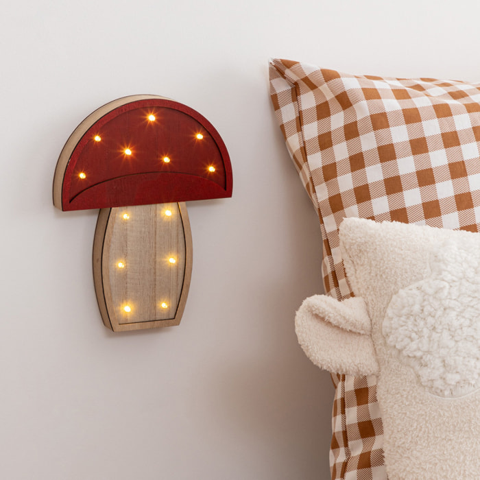 Lampe enfant champignon Luck bois H23cm