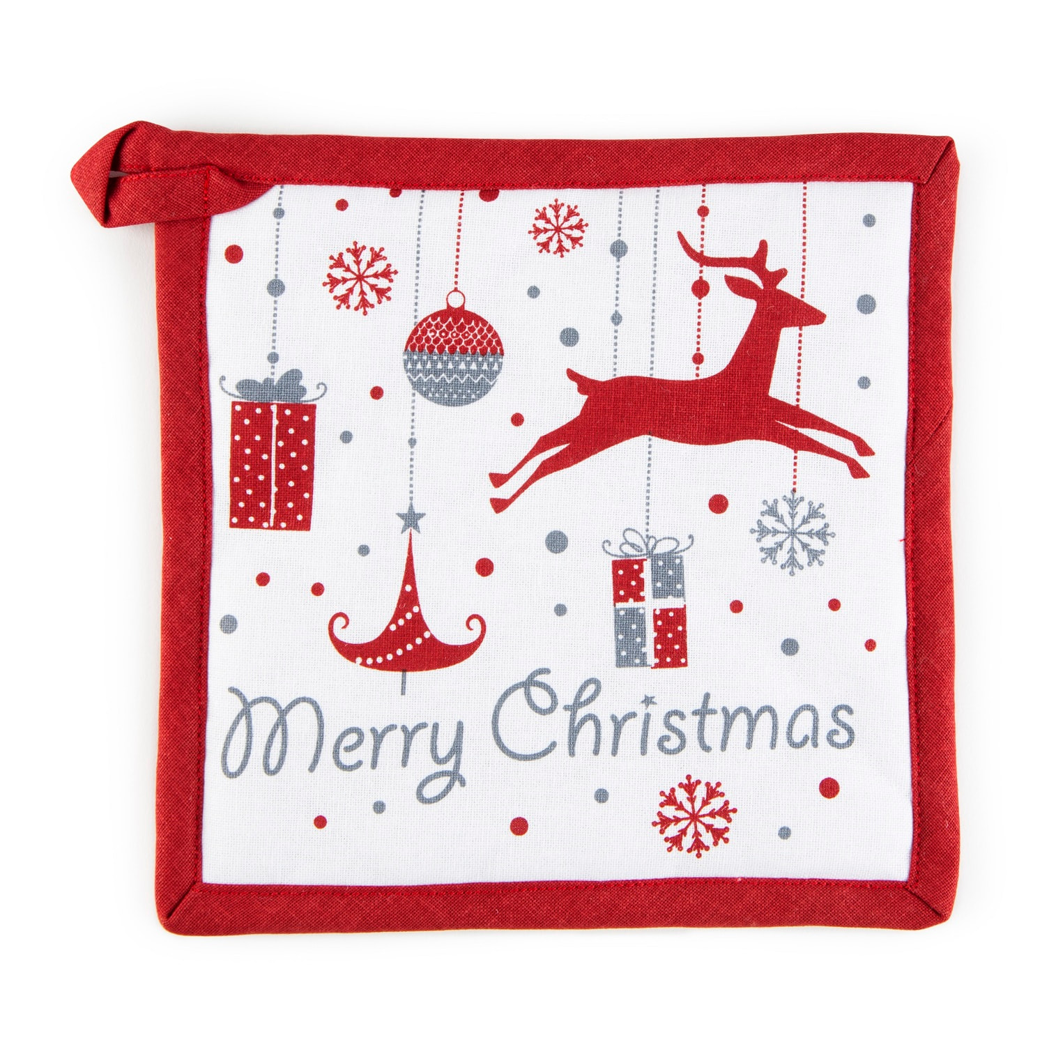 Set torchon avec manique Excelsa – Merry Christmas, Coton Blanc
