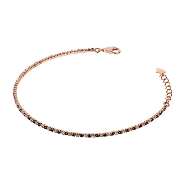 Bracciale Tennis Bicolore placcato Oro Rosa 18kt con Cubic Zirconia Rosa e Bianche