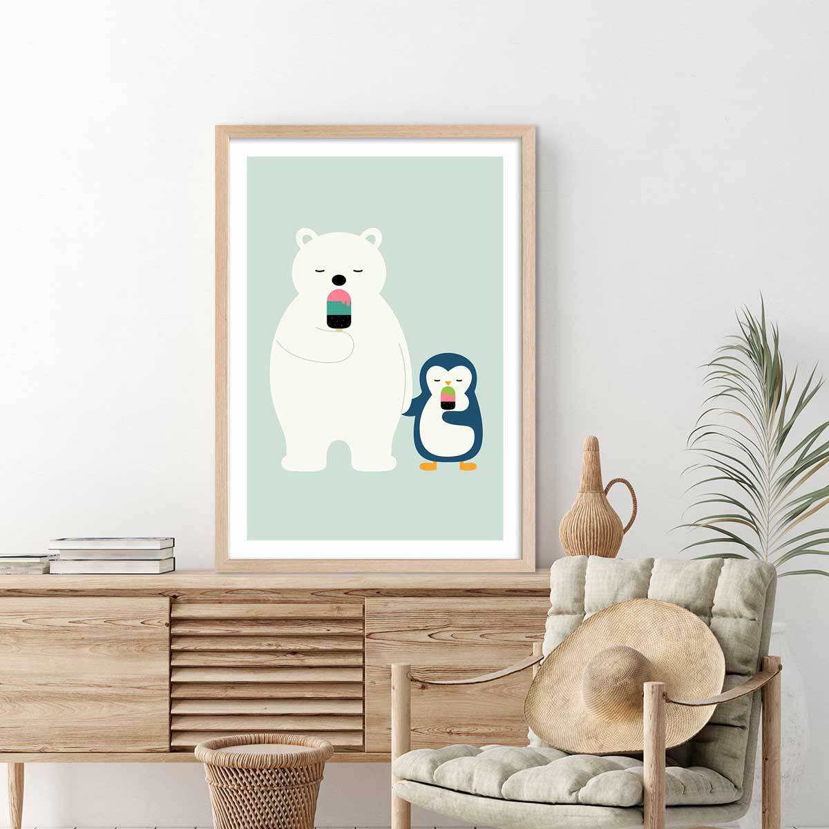 Affiche  time to ice cream Affiche sous cadre bois
