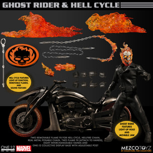 One 12 Coll Ghost Rider & Hell Cycle Set Action Figura Mezco Toys