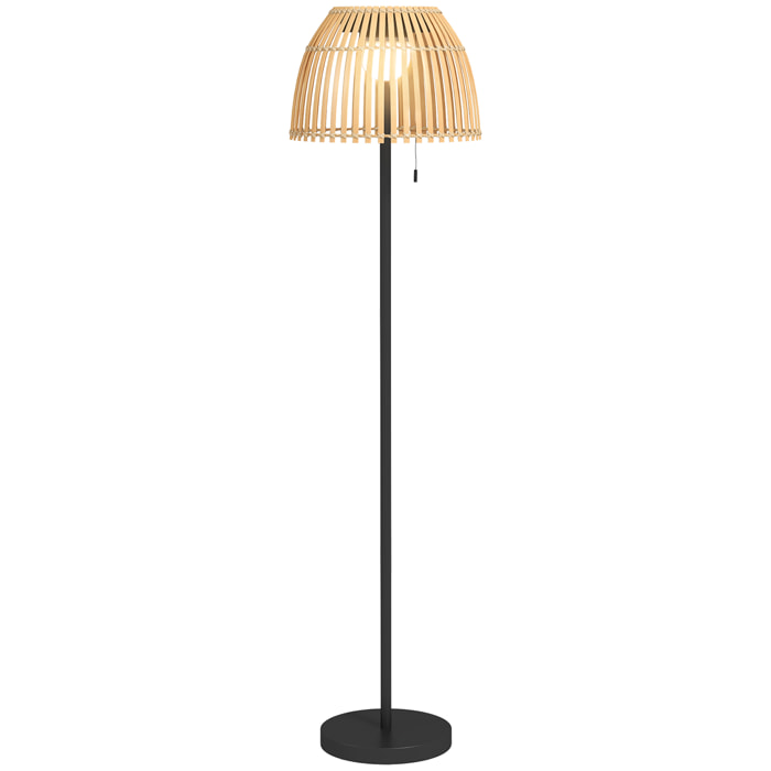 Lampadaire extérieur solaire LED sans fil rechargeable USB réglable alu noir bambou