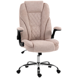 Fauteuil de bureau style Chesterfield réglable accoudoirs rabattables velours rose