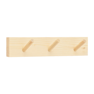 Colgador de pared de madera maciza en tono natural de 26x5cm Alto: 5 Largo: 26 Ancho: 1.4