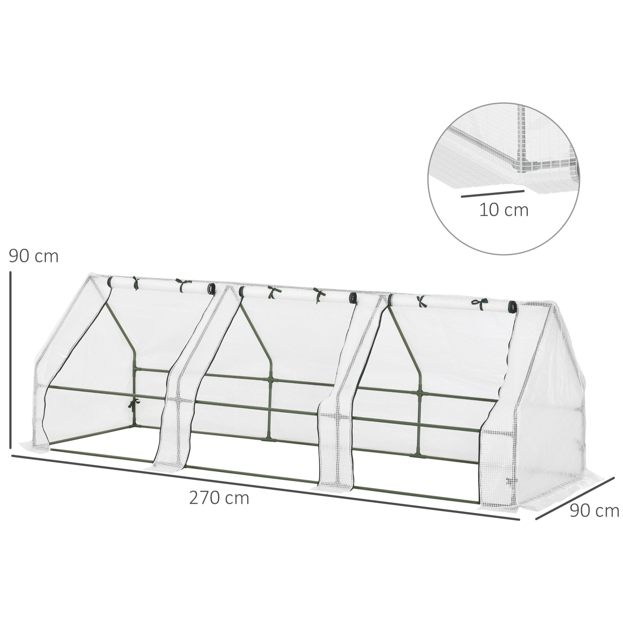 Invernadero de Terraza 270x90x90 cm Acero con Ventanas Cultivo de Plantas Blanco