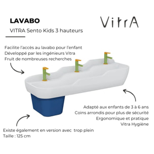 Lavabo pour enfant VITRA Sento Kids 125 cm 3 hauteurs avec trop-plein