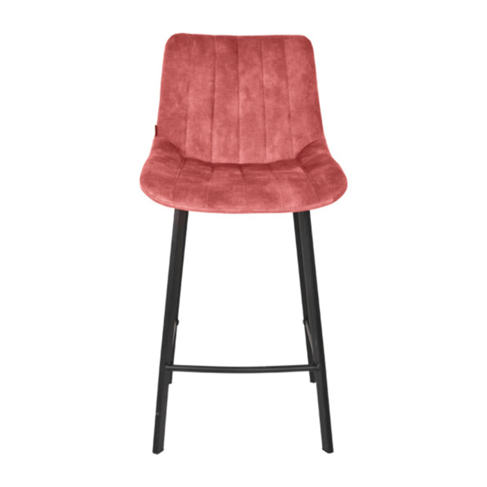 Tabouret de bar rembourré et capitonné en velours - EMMA 2