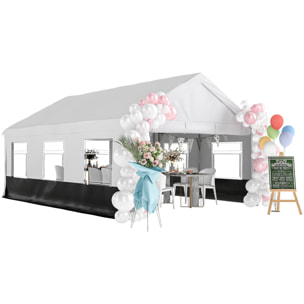 Carpa para Fiesta 4x6 m, Carpa de Jardín con Estructura Acero Galvanizado, Laterales Extraíbles, 2 Puertas con Cremallera, 6 Ventanas, UPF30+, Cenador Gazabo para Boda, Eventos, Gris y Blanco