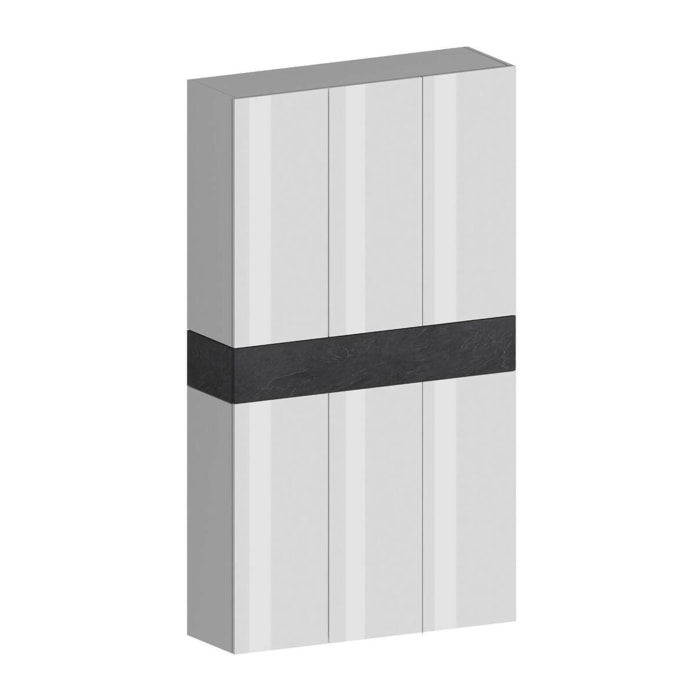 Scarpiera Charoite, Porta scarpe salvaspazio a 7 ante, Armadio multifunzione da ingresso, 114x35h200 cm, Bianco e Ardesia