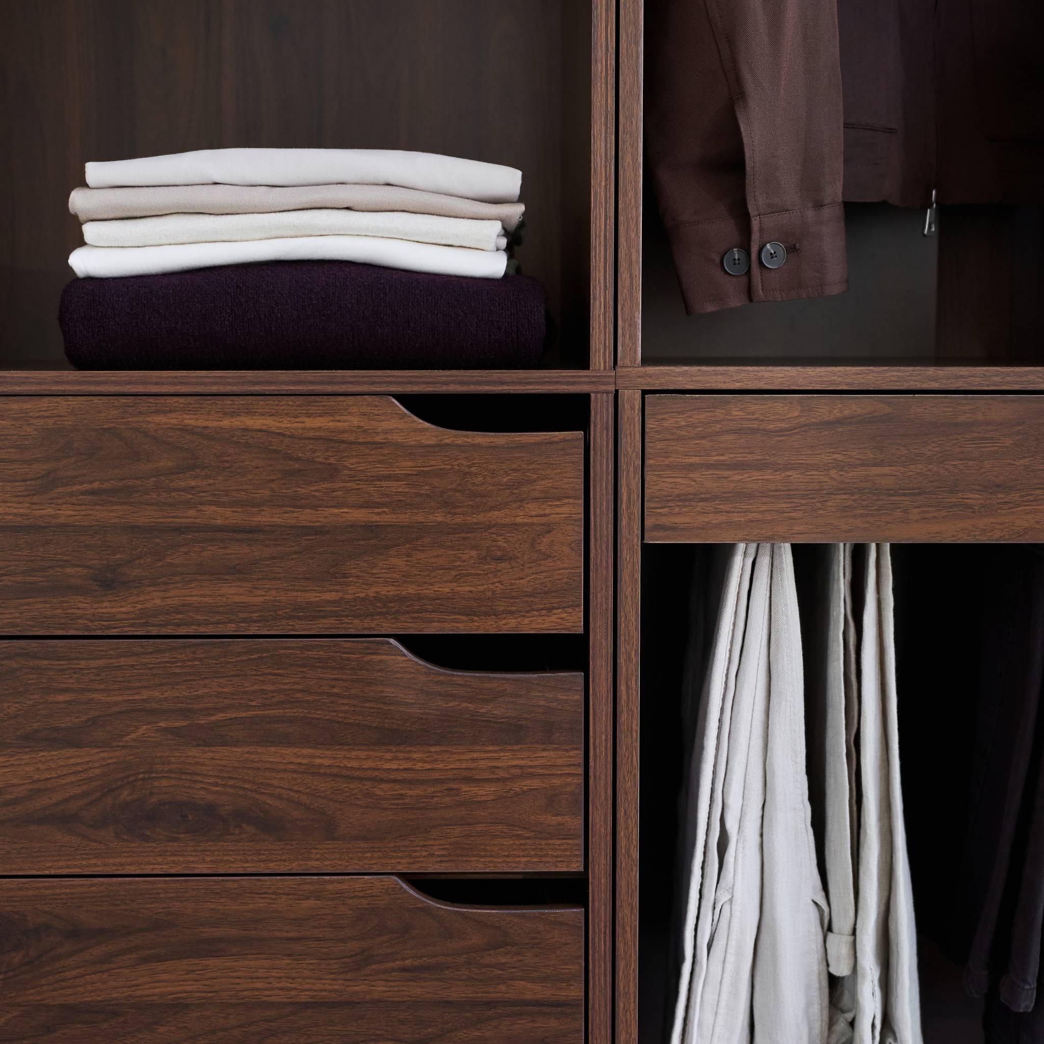 Module dressing décor bois avec penderie et porte-pantalons NEPAL