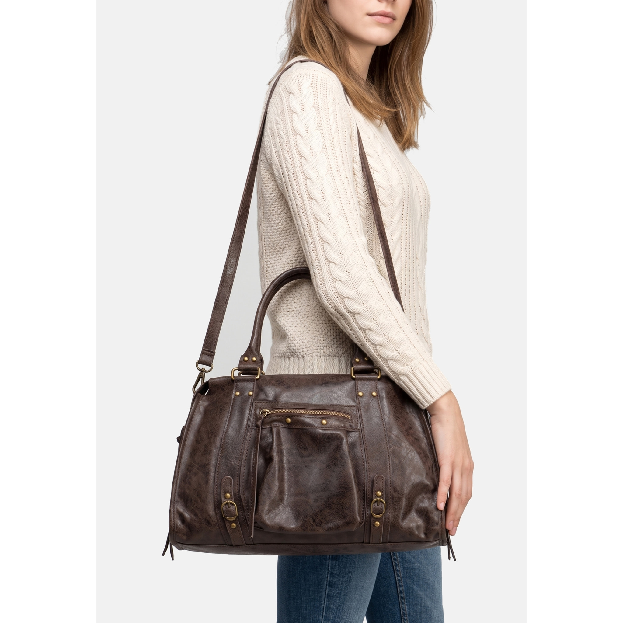 Borsa a spalla da donna - Modello Clara - Vera pelle - 41.0 x 28.0 x 13.0 cm