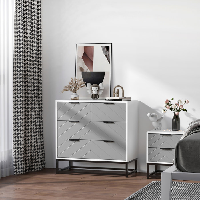Cómoda de Noche para Dormitorio de Madera y Metal 80x40x79 cm