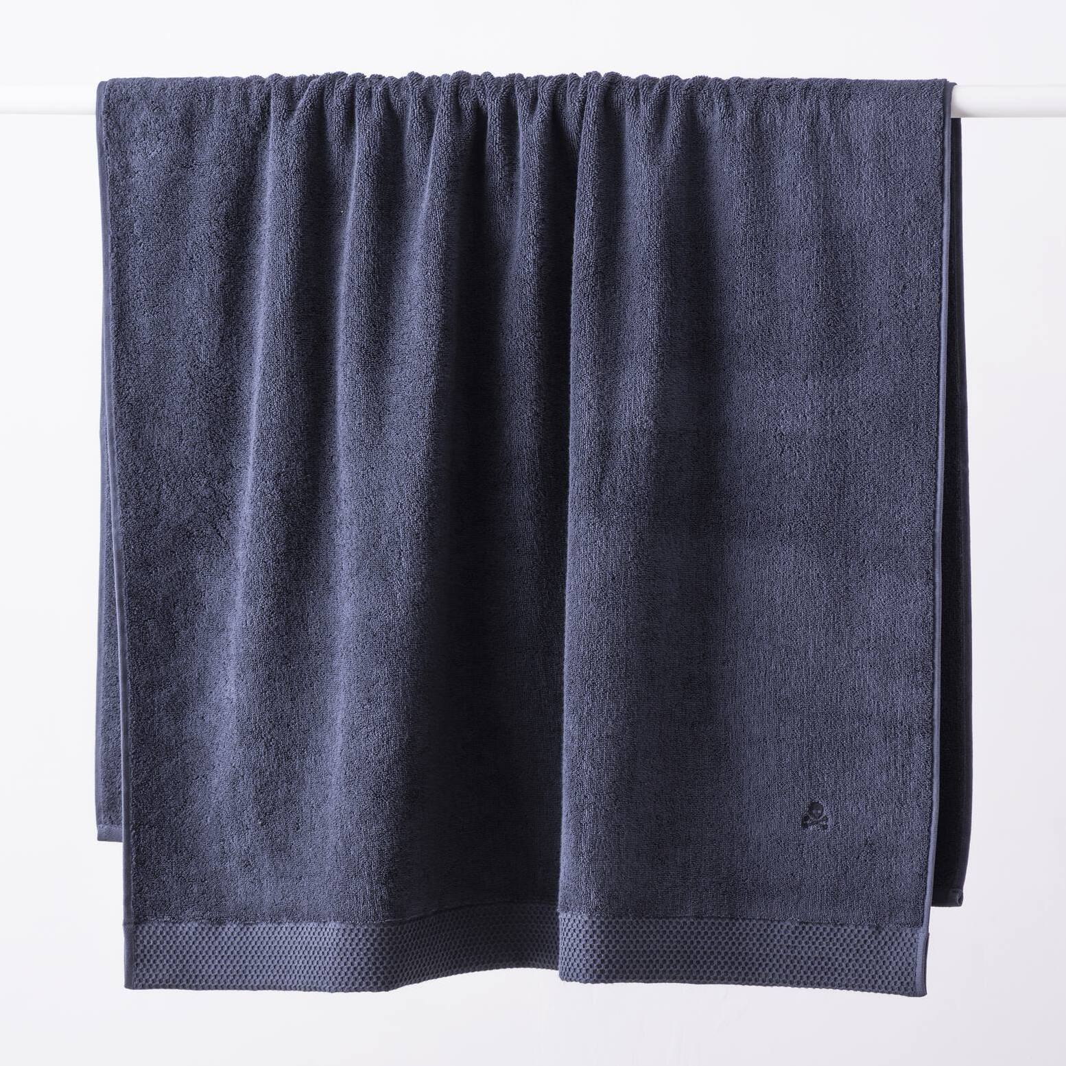 Juego de toallas nidus (30x50cm + 50x100cm + 90x150cm) 100% algodón en color azul marino con logo bordado scalpers home