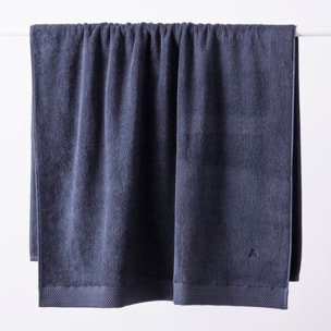 Juego de toallas nidus (30x50cm + 50x100cm + 90x150cm) 100% algodón en color azul marino con logo bordado scalpers home