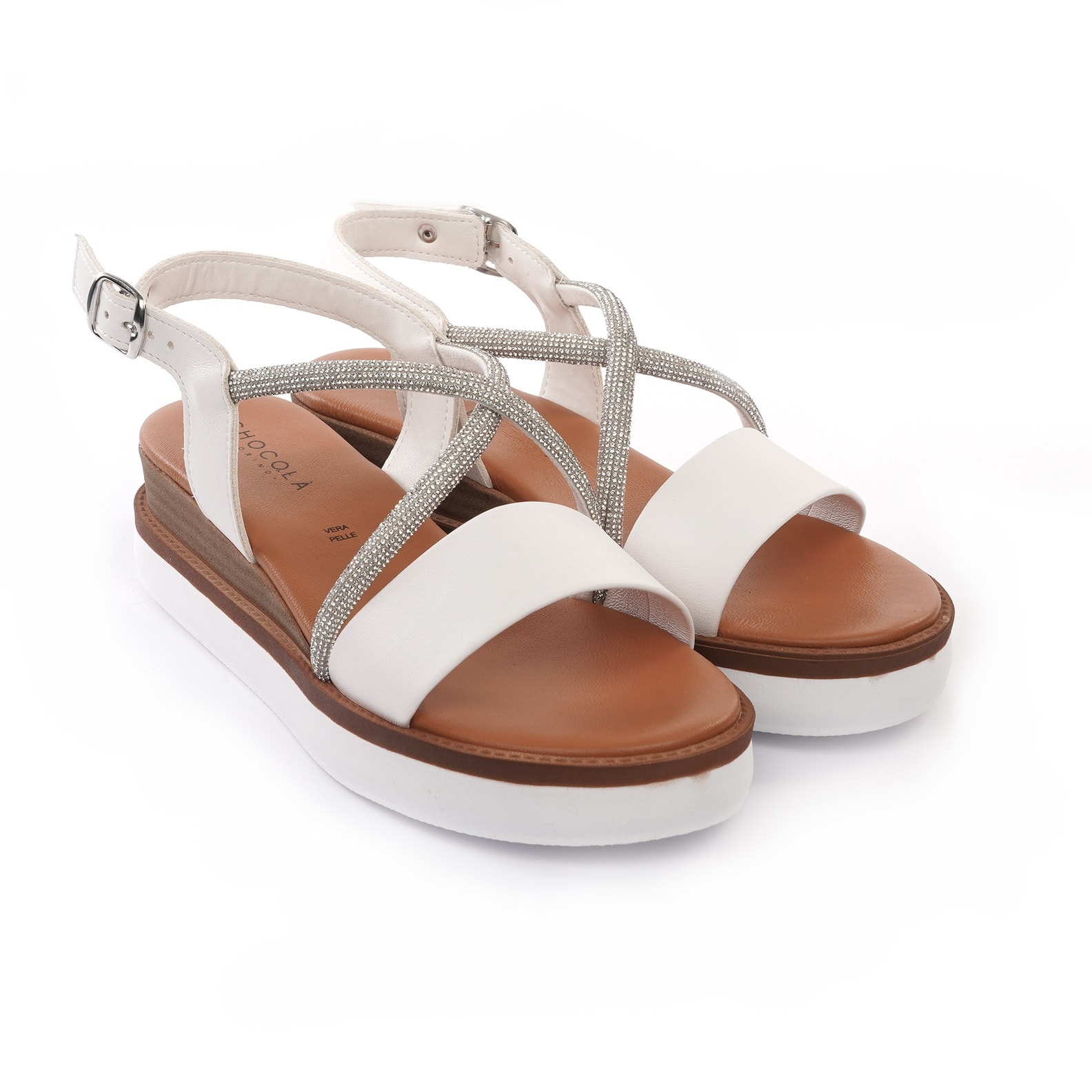 SANDALO ZEPPA BRILLANTINI BIANCO