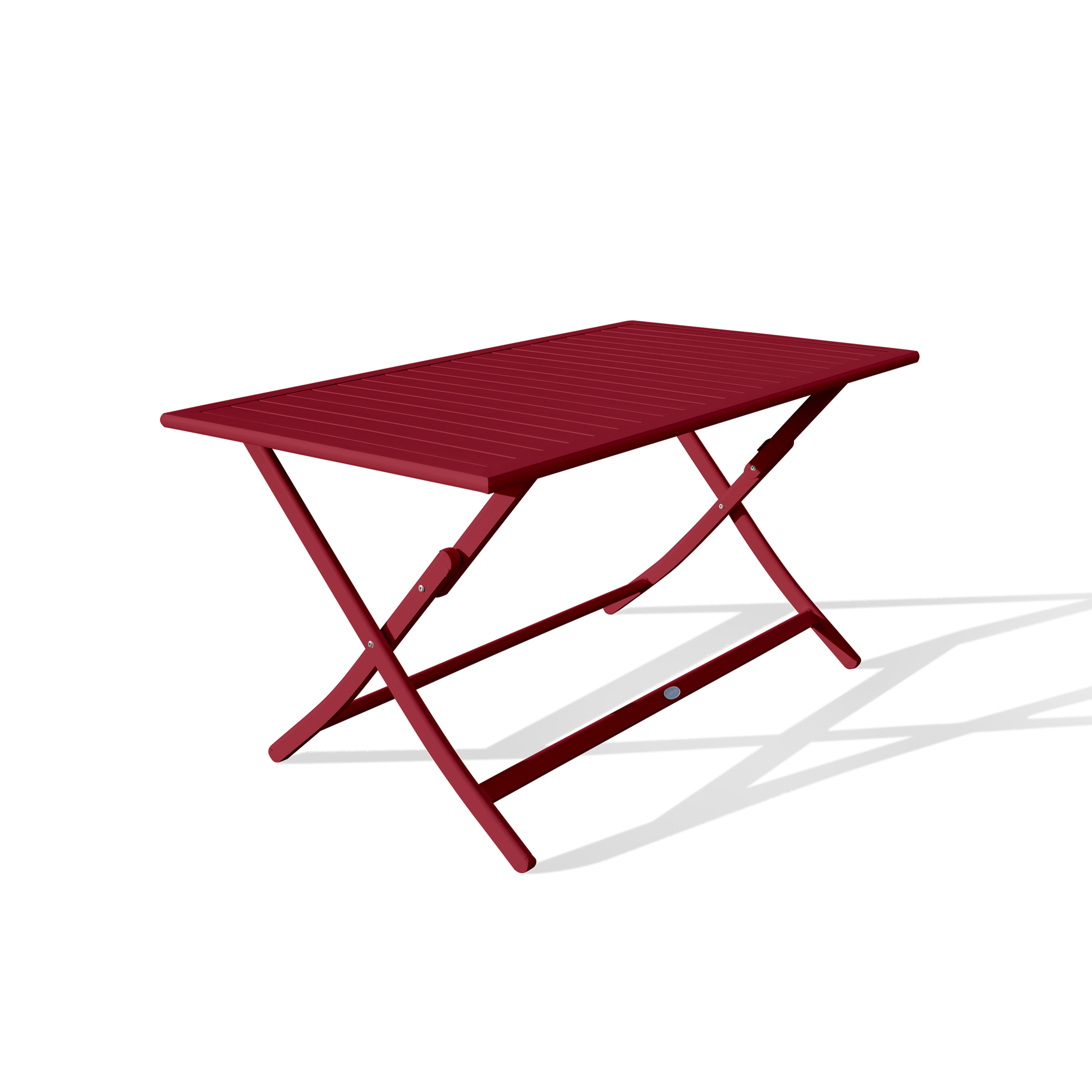 MARIUS - Table de jardin pliante en aluminium rouge carmin