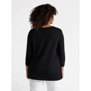 Fiorella Rubino - Camiseta de viscosa LENZING™ ECOVERO™ con bordado - Negro