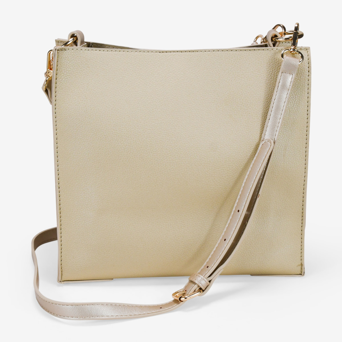 Bolso cuadrado dorado con asa de pañuelo