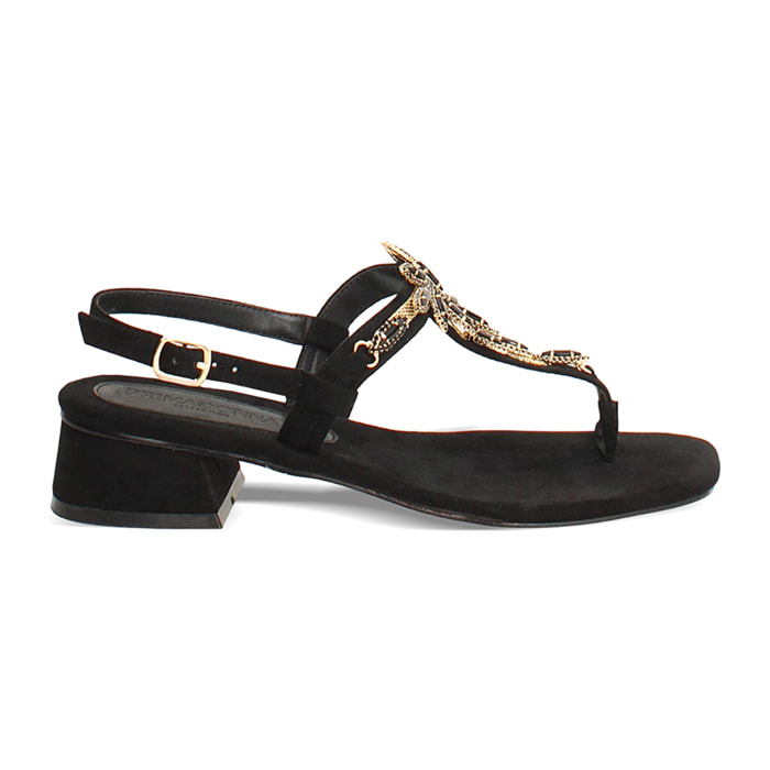 Sandali neri tacco 3,4 cm con pietre
