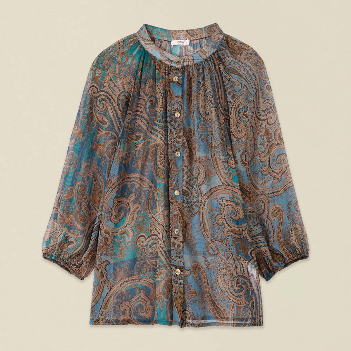 Oltre - Camicia in georgette fantasia - Blu