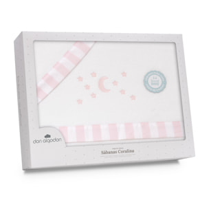 Triptico Coche Coralina D. Algodon Luna Estrellas Bco/Rosa
