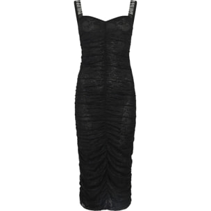 PHILIPP PLEIN Wrinkled Lace Long Dress
