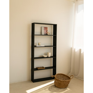 Estantería de madera maciza tono negro con 4 estantes Alto: 182 Largo: 80 Ancho: 20