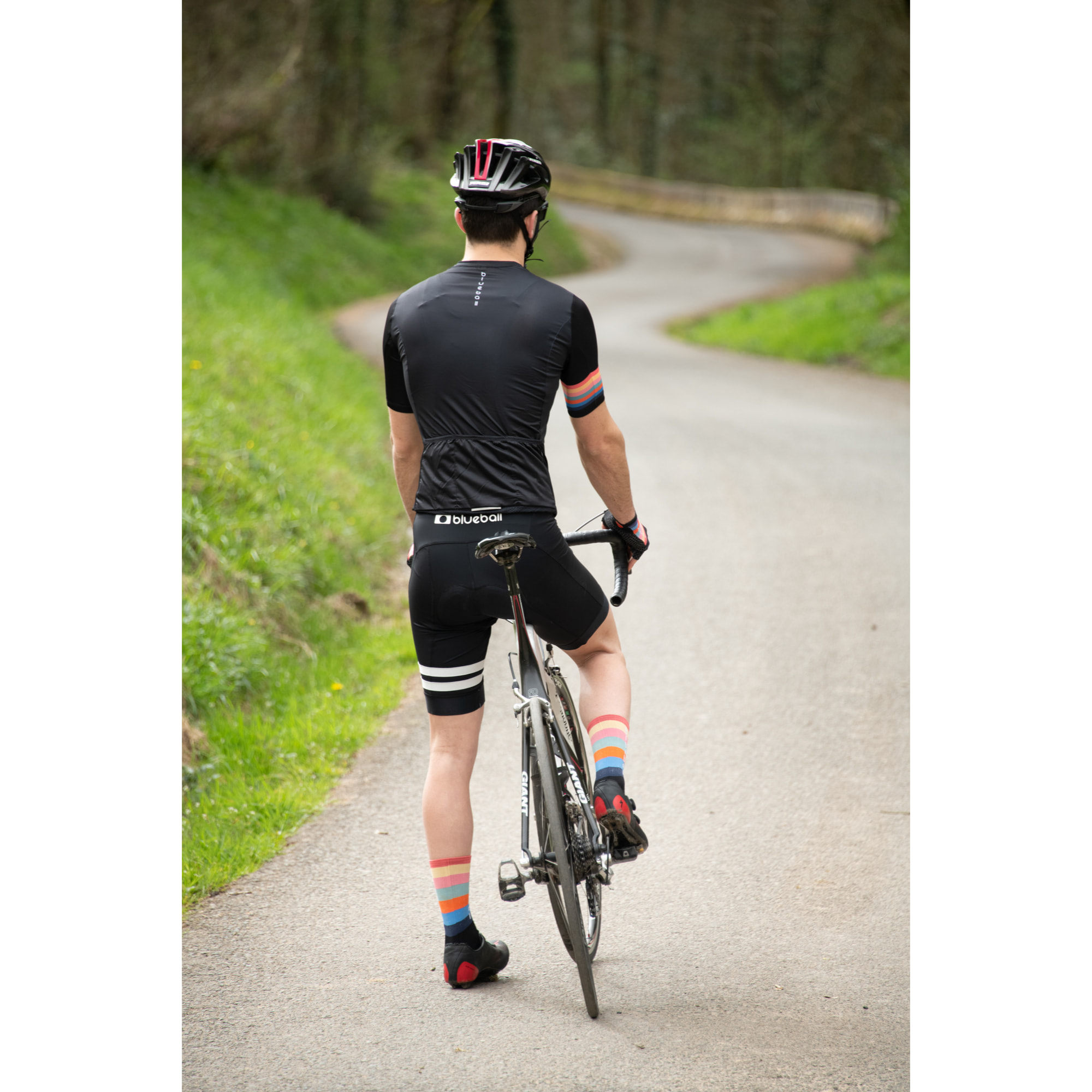 MAILLOT DE CICLISMO MANGA CORTA PARA HOMBRE BLUEBALL EN NEGRO CON LOGO BLANCO