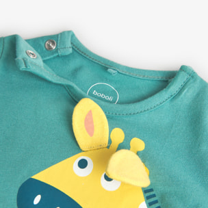 Pelele corto recién nacido, algodón estampado, verde