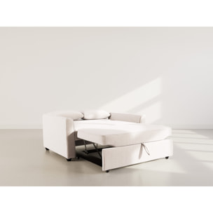 Ernest - Canapé droit 2 places convertible en velours côtelé - Beige