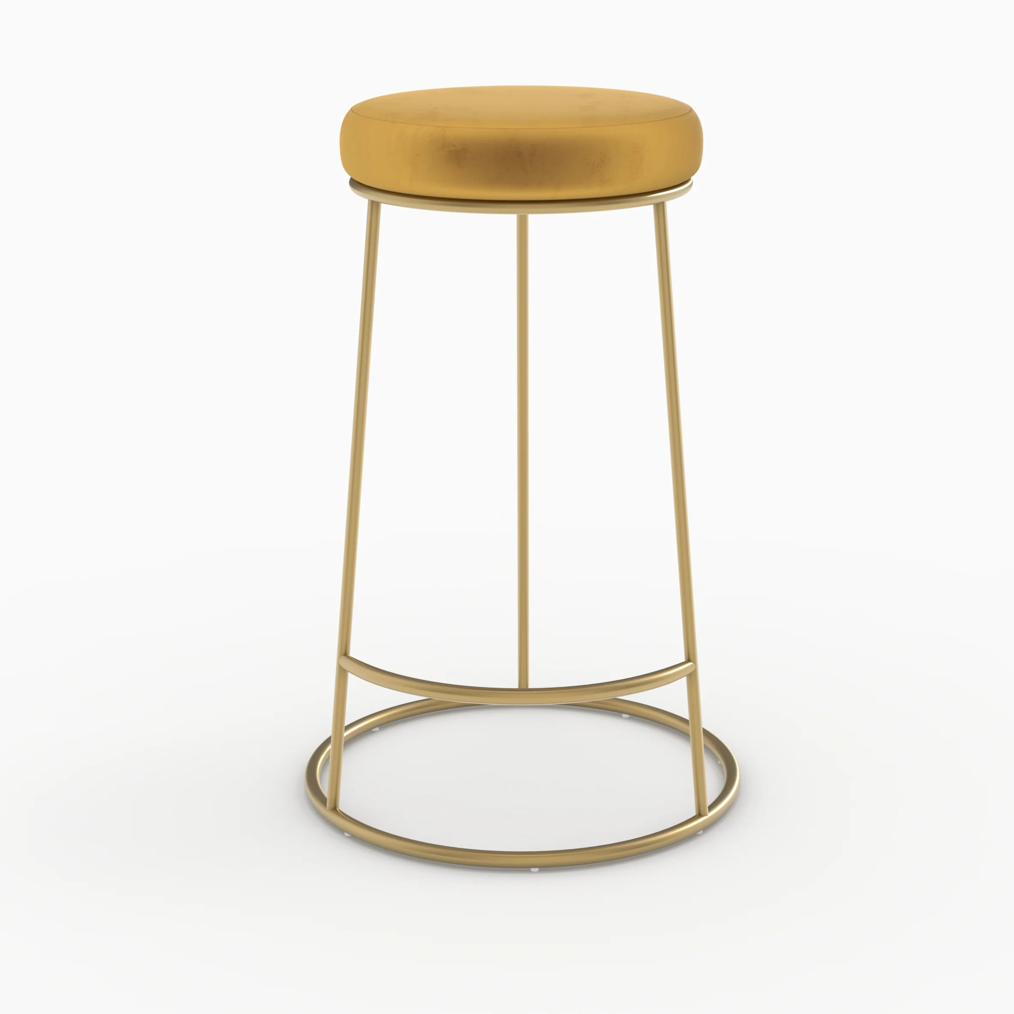 Lot de 2 tabourets pour îlot central 63 cm en velours jaune curry - Kendal