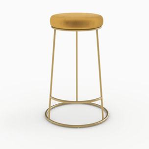 Lot de 2 tabourets pour îlot central 63 cm en velours jaune curry - Kendal