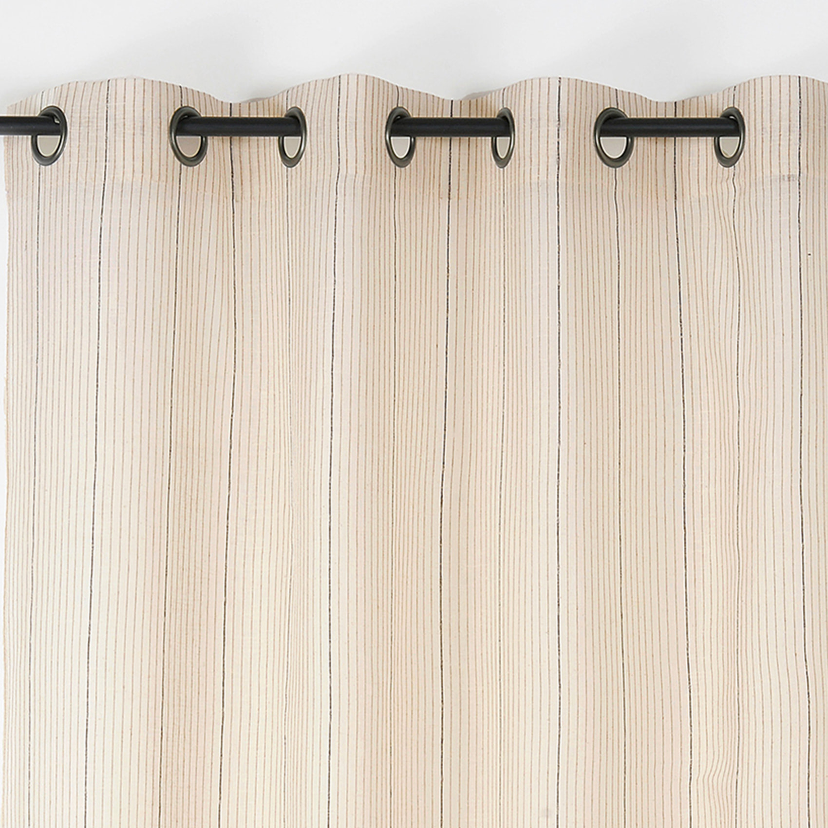 Voilage laine et coton fines rayures - Beige