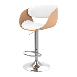Chaise de bar réglable en cuir synthétique blanc 62,5/83,5 cm - Adelmar