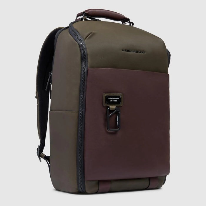 Piquadro Zaino da viaggio in pelle porta pc e iPad® con protezioni antiurto e RFID