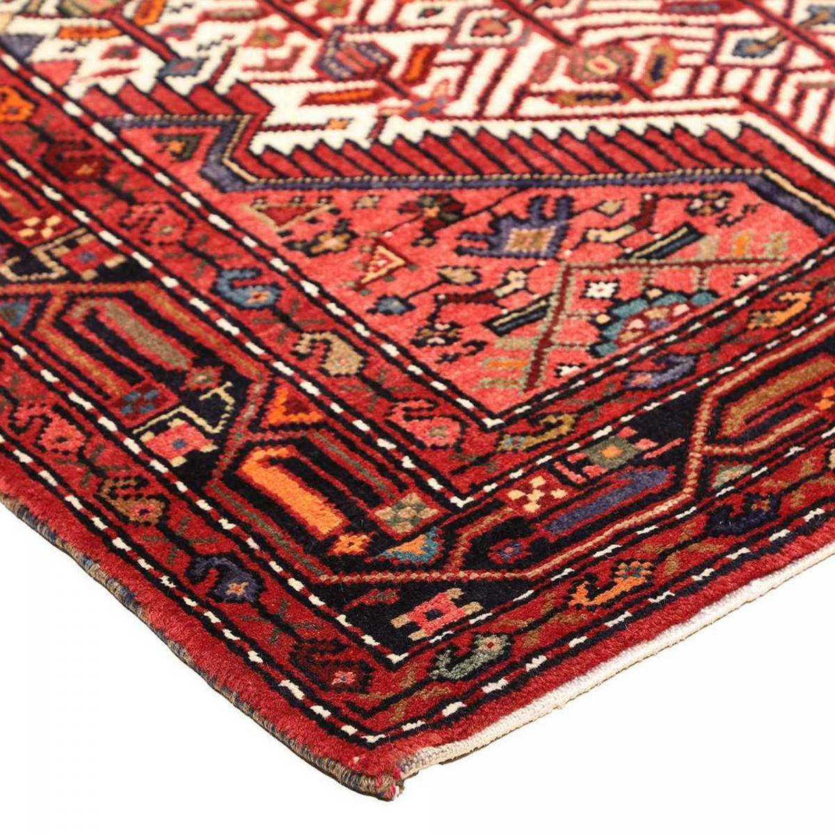 Tapis d'orient, 111 x 175 cm, rouge, bordeaux et crème, artisanal, HAMADAN 24