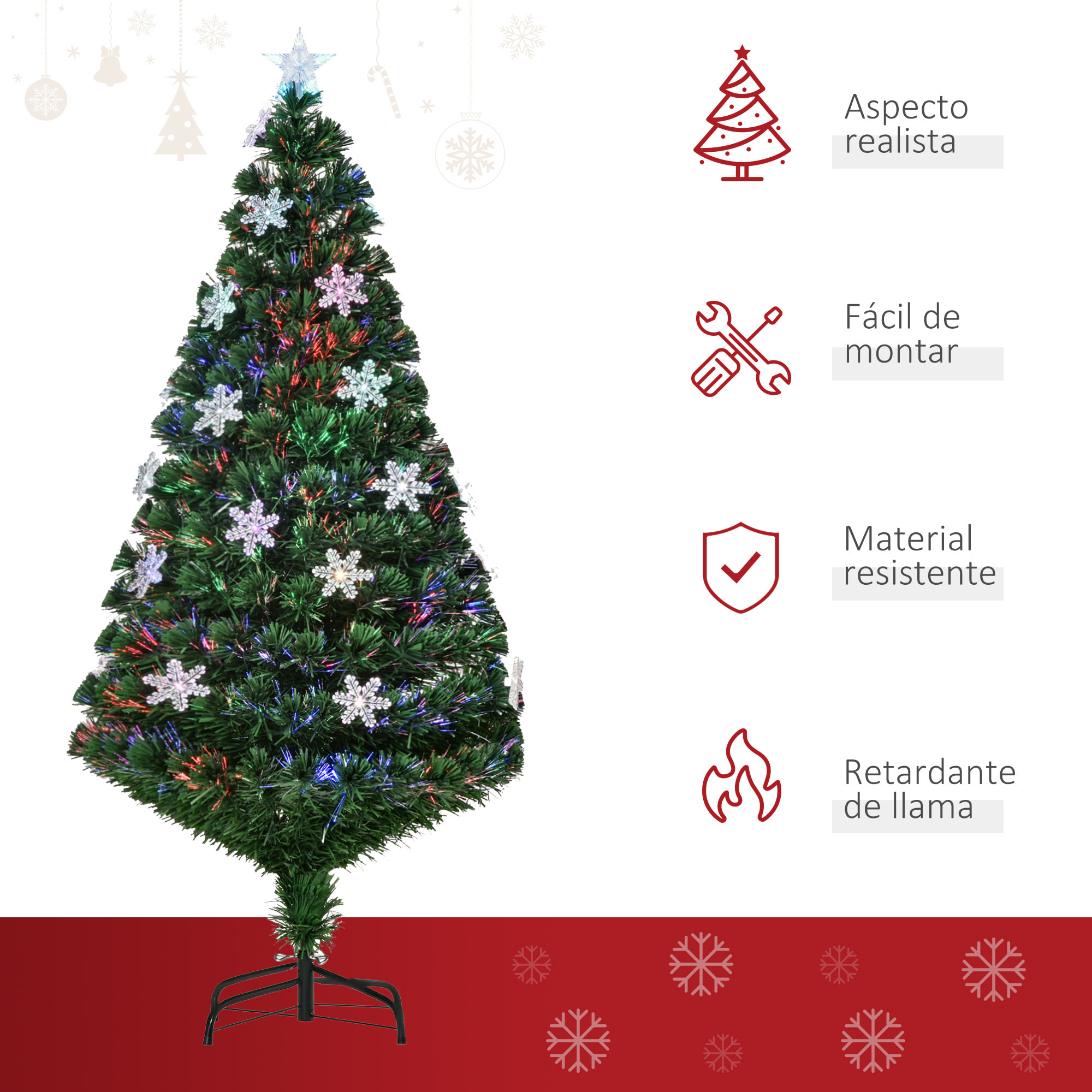 Árbol de Navidad Medidas 120/150/180/210cm DECORACIÓN INCLUÍDA Abeto Navidades