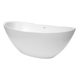 Paula 167x81,8 cm Baignoire îlot en marbre Coulé 260L, sans pieds, blanc (SATPA1670)